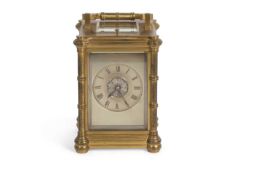 John Bennett, London brass cased repeating carriage clock with silvered dial with Roman numerals,