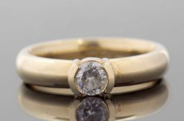 An 18ct certificated diamond ring, the round brilliant cut diamond, 0.33cts, tension set to a 4mm