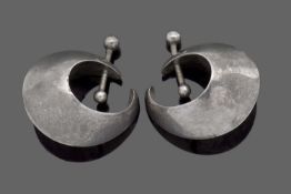 Nana Ditzel for Georg Jensen, a pair of silver earrings, design no. 126, stamped 'Georg Jensen,