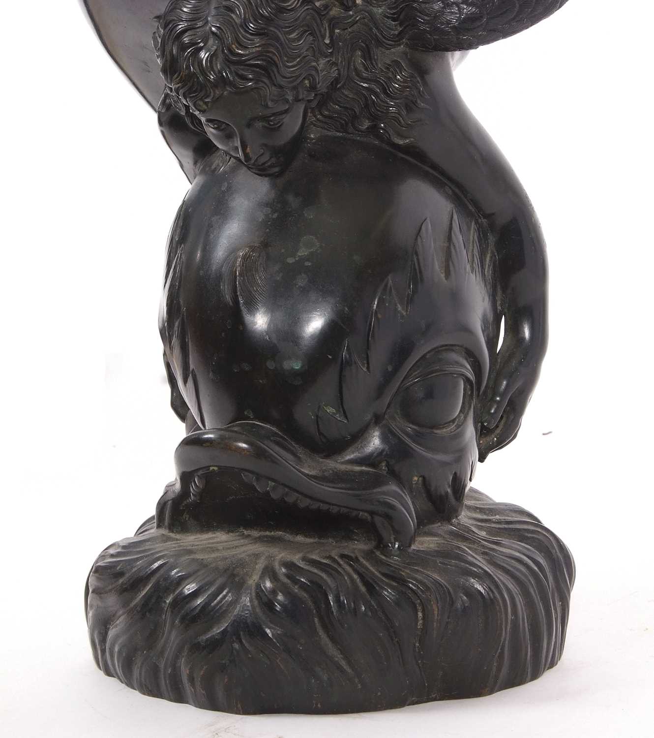 Italian hollow bronze model of a girl astride a dolphin in Art Nouveau style, signed Sab De - Image 5 of 9