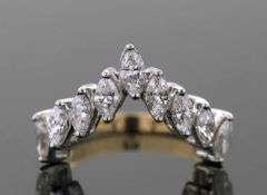 A diamond wishbone ring, set with marquise diamonds in a wishbone shape, total estimated approx. 1.