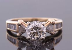 A diamond ring, the round brilliant cut diamond, estimated approx. 1.30cts, colour estimated approx.