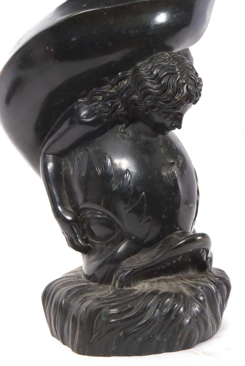 Italian hollow bronze model of a girl astride a dolphin in Art Nouveau style, signed Sab De - Image 3 of 9