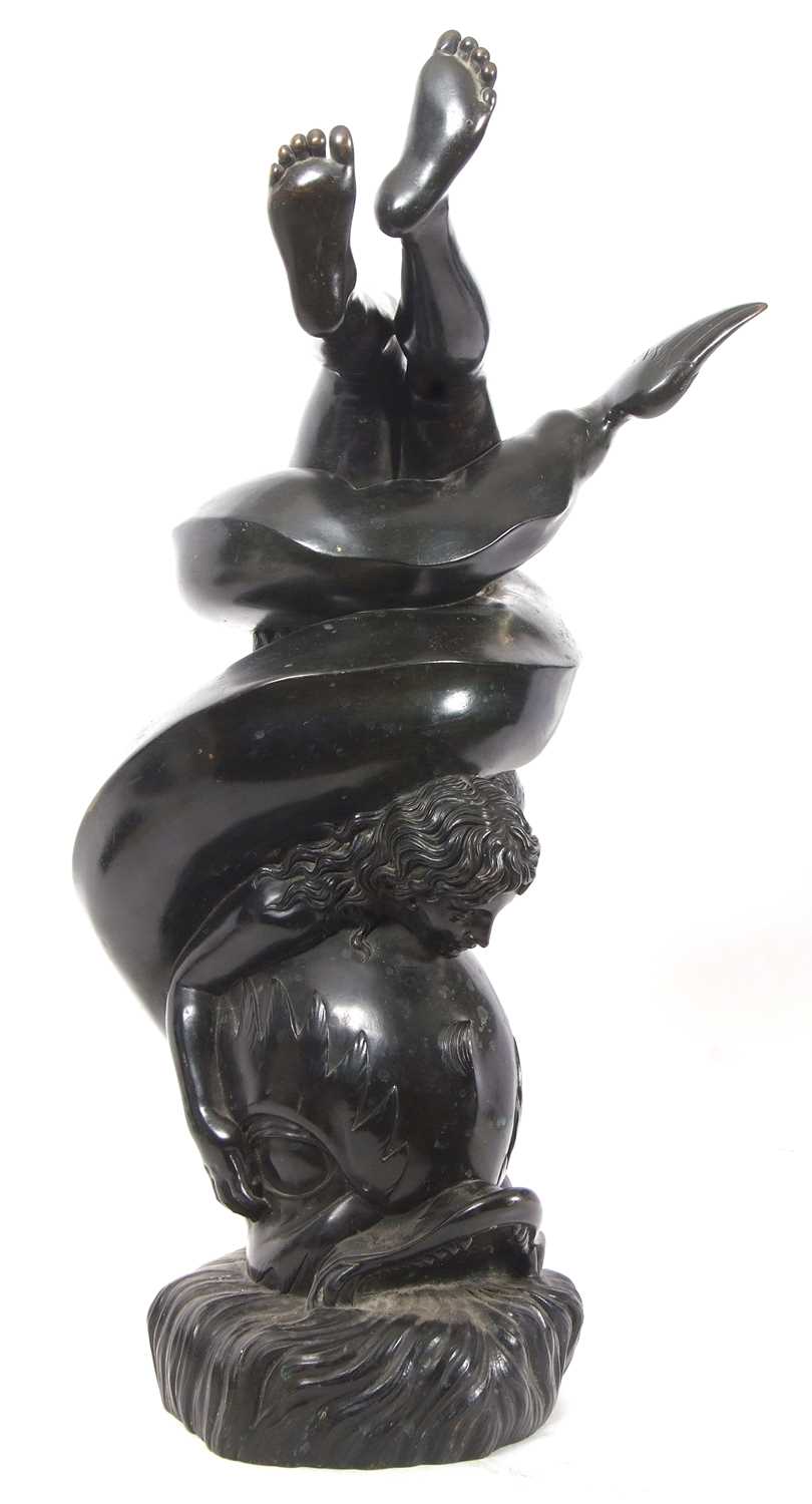 Italian hollow bronze model of a girl astride a dolphin in Art Nouveau style, signed Sab De - Image 7 of 9