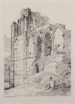 John Sell Cotman (British,1782-1842), 'Easby Abbey, Yorkshire', etching taken from Bohn's 1838 (