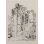 John Sell Cotman (British,1782-1842), 'Easby Abbey, Yorkshire', etching taken from Bohn's 1838 (