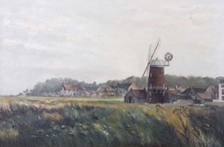 Arthur A. Pank (British,1918-1999), Landscape with Windmill, oil on board, signed, 59x89cm, framed.