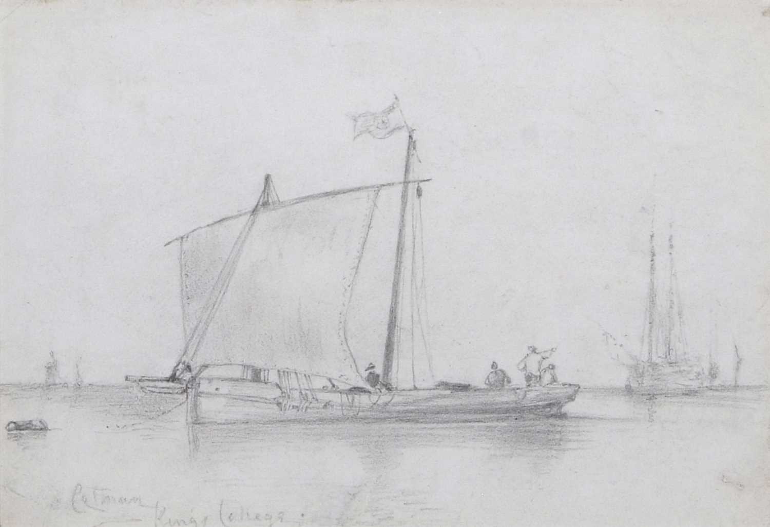 School of John Sell Cotman (British, 1782-1842), 'Study of Shipping Becalmed', pencil on paper,