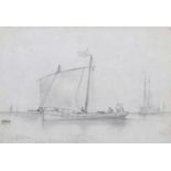 School of John Sell Cotman (British, 1782-1842), 'Study of Shipping Becalmed', pencil on paper,