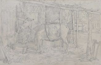 John Joseph Cotman (British,1814-1878), 'Donkey in a Shed', pencil on paper, initialed JJC lower