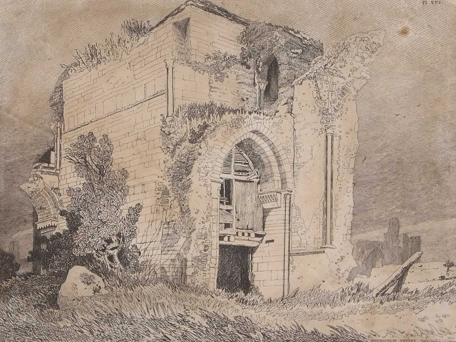 John Sell Cotman (1782-1842)), 'Bromholm Priory', plate XVI in "A Series of Etchings illustrative of - Image 2 of 2