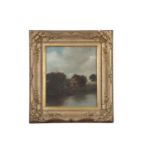 In the manner of John Crome (Norwich School,1768-1821), Country Cottage by the waters edge, oil on