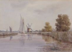 William Edward Mayes (1861-1952), Kendal Dyke, watercolour, signed, 24x34cm, framed and glazed.