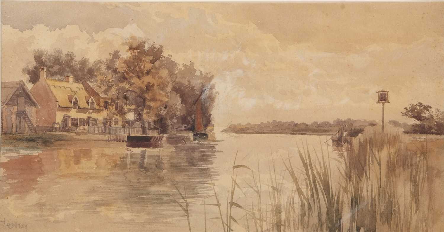 British School, 20th century, Horning Ferry, watercolour, 26x49cm, framed and glazed. - Image 2 of 4