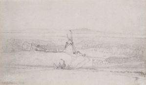 John Sell Cotman (1782-1842), Landscape view depicting a horse drawn wagon travelling towards