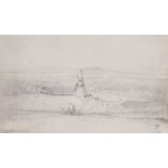 John Sell Cotman (1782-1842), Landscape view depicting a horse drawn wagon travelling towards