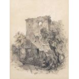 John Skinner Prout (1805-1876), "The Keep USK" (Monmouthshire), hand coloured lithograph, 22x30cm,