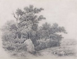 John Berney Ladbrooke (1803-1879), Wooded Landscape, pencil on paper, signed and dated 1855,