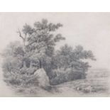 John Berney Ladbrooke (1803-1879), Wooded Landscape, pencil on paper, signed and dated 1855,
