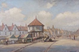 Joe Fairhurst (British, 20th century), Wymondham Market Cross, oil on canvas, signed, 49x75cm,