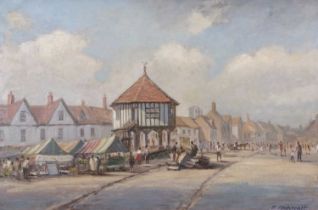 Joe Fairhurst (British, 20th century), Wymondham Market Cross, oil on canvas, signed, 49x75cm,