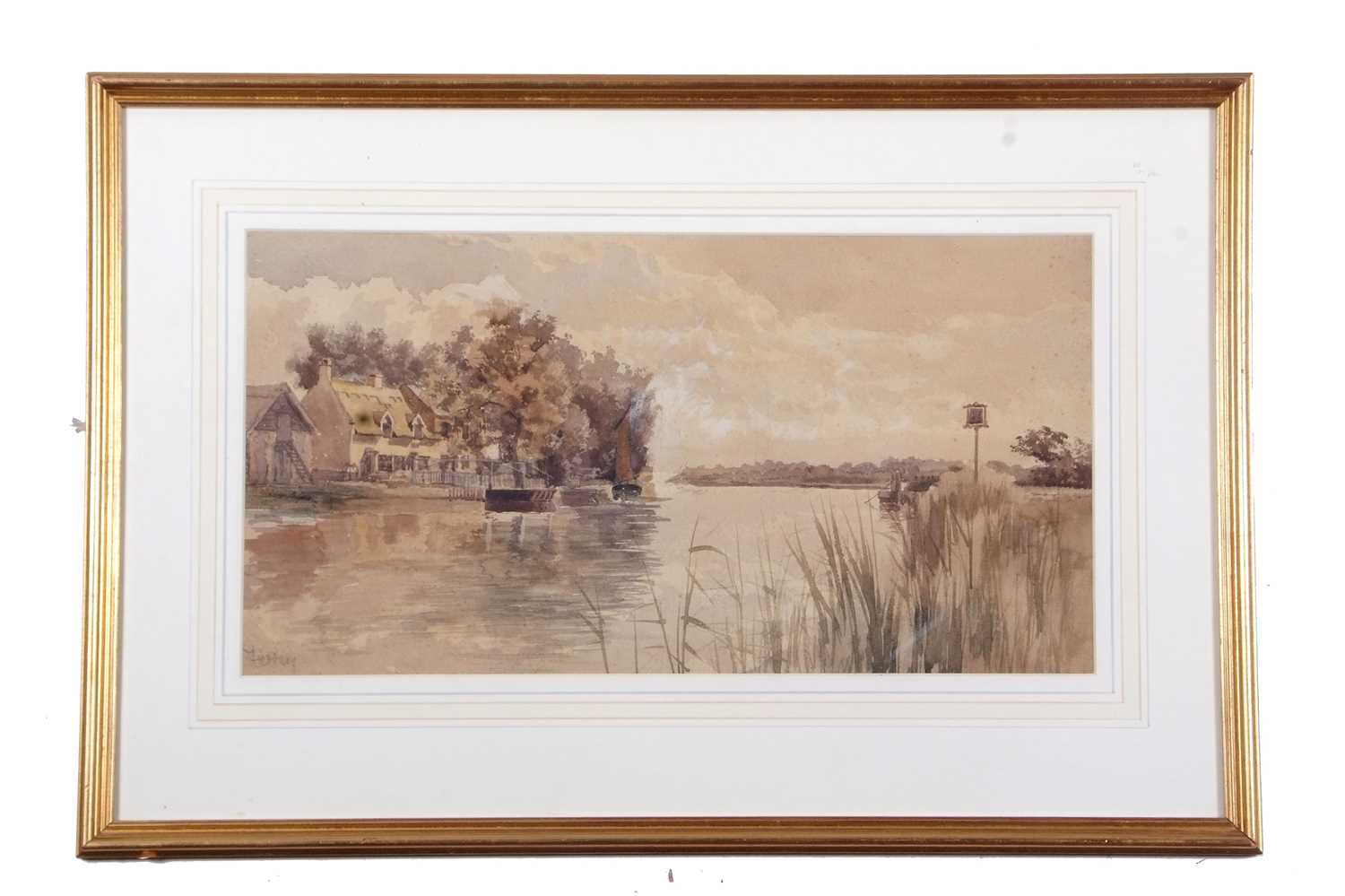 British School, 20th century, Horning Ferry, watercolour, 26x49cm, framed and glazed. - Image 4 of 4