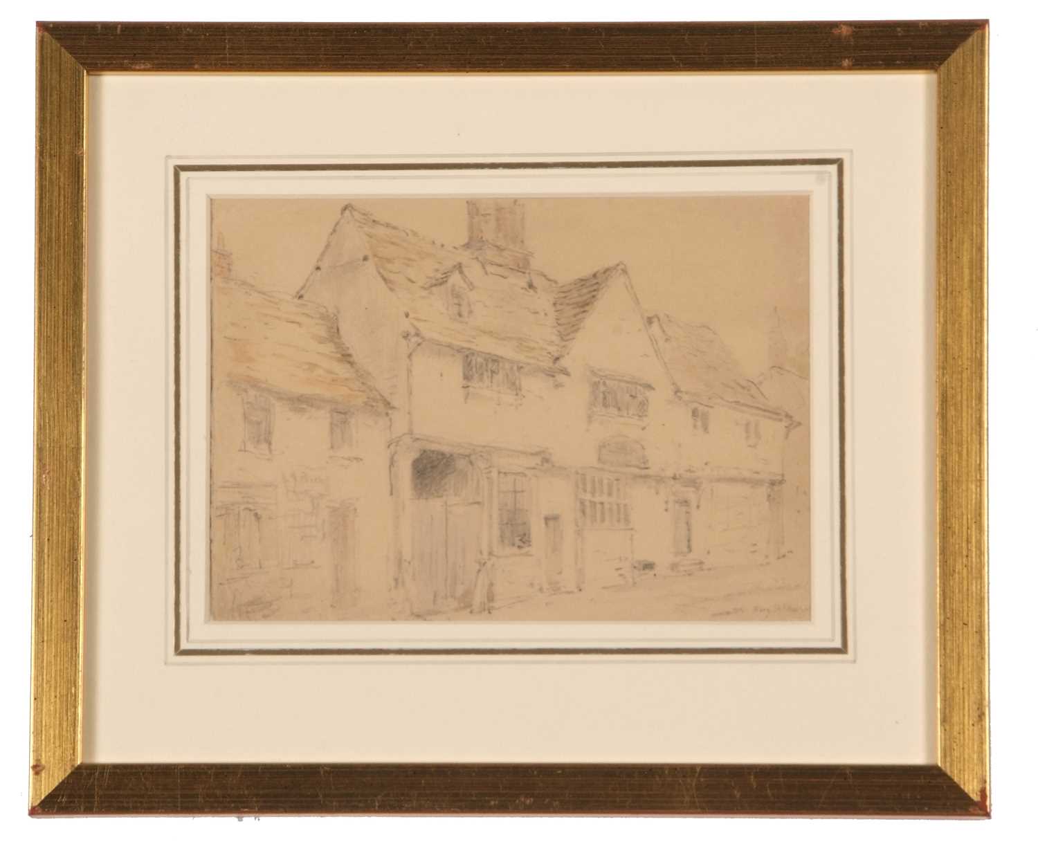 British school, 19th century, 'Bury St Edmunds', pencil and watercolour on paper, inscribed c.1880 - Image 2 of 2