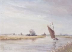 Arthur A. Pank (British,1918-1999), A trio of Norfolk Broads scenes, oil on board., signed,