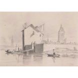 John Sell Cotman (1814-1878), "View on the River Sarthe at Alencon", pencil on paper, signed,