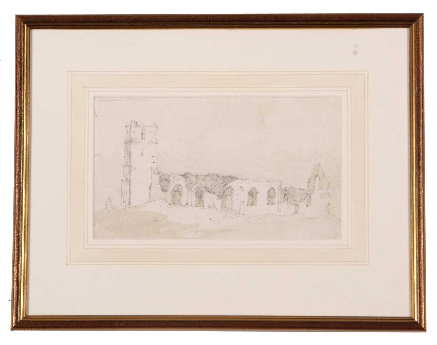 Attributed to John Sell Cotman (1782-1842), 'Dunwich Church', pencil and wash, inscribed 'Dunwich - Image 2 of 2