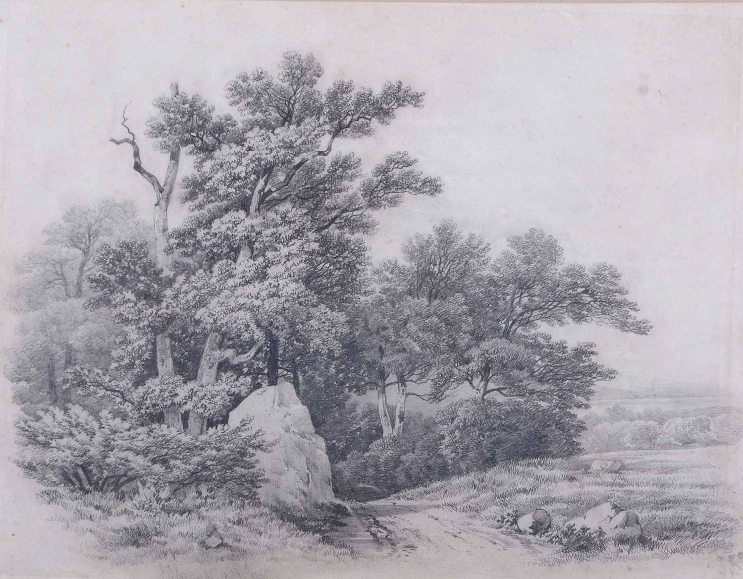 John Berney Ladbrooke (1803-1879), Wooded Landscape, pencil on paper, signed and dated 1855, - Image 3 of 3