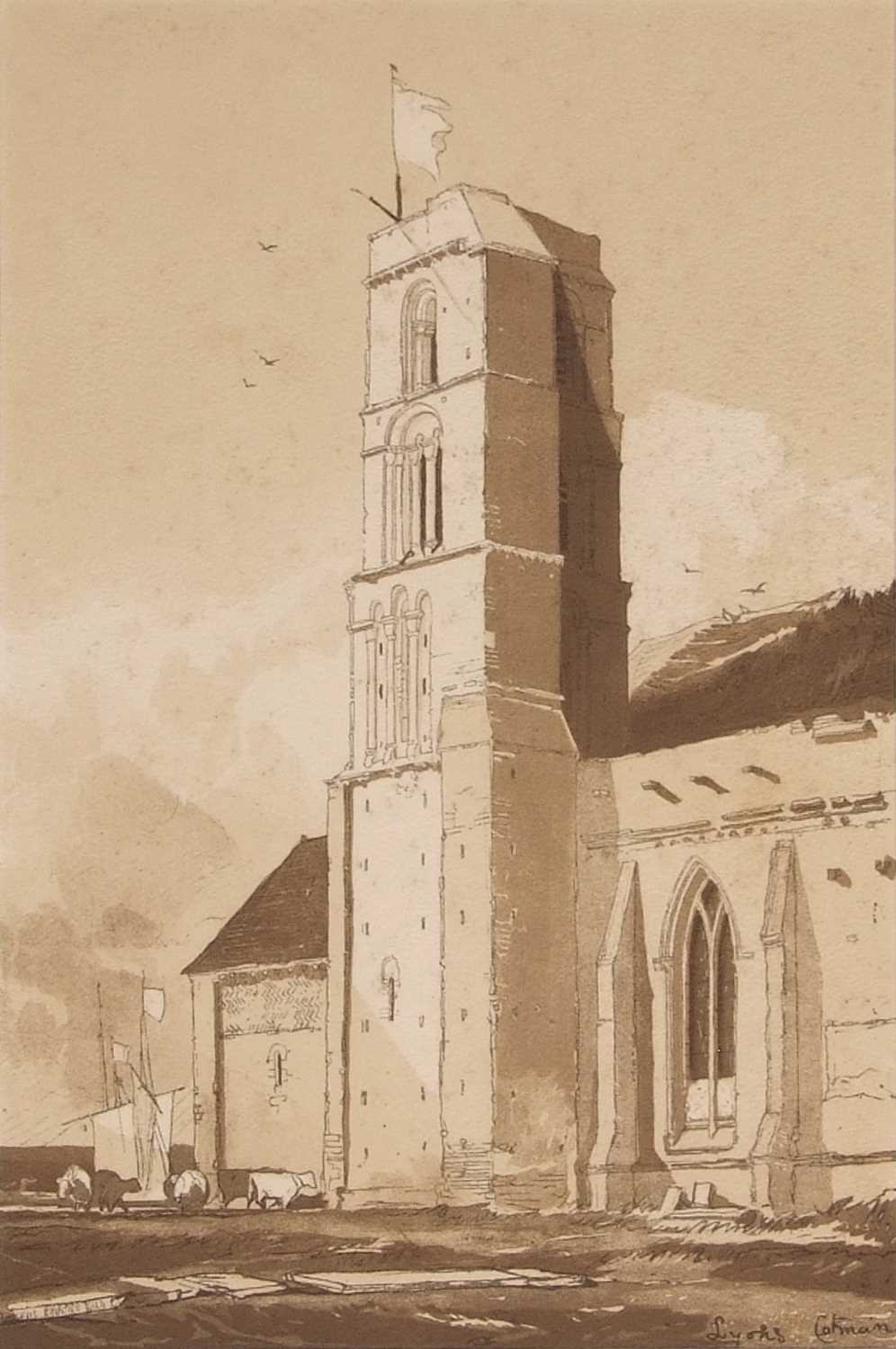 Vincent Brooks after John Sell Cotman (1782-1842), 'Tower of the Church of Lyons', lithograph,