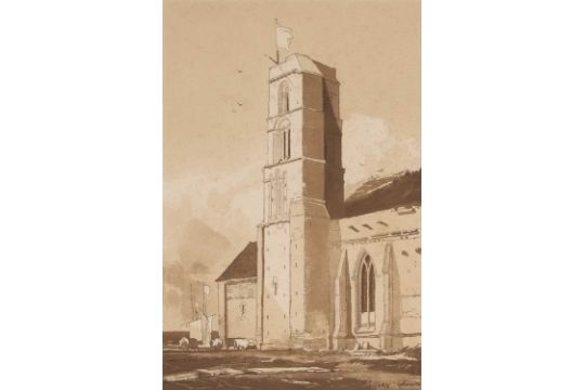 Vincent Brooks after John Sell Cotman (1782-1842), 'Tower of the Church of Lyons', lithograph,