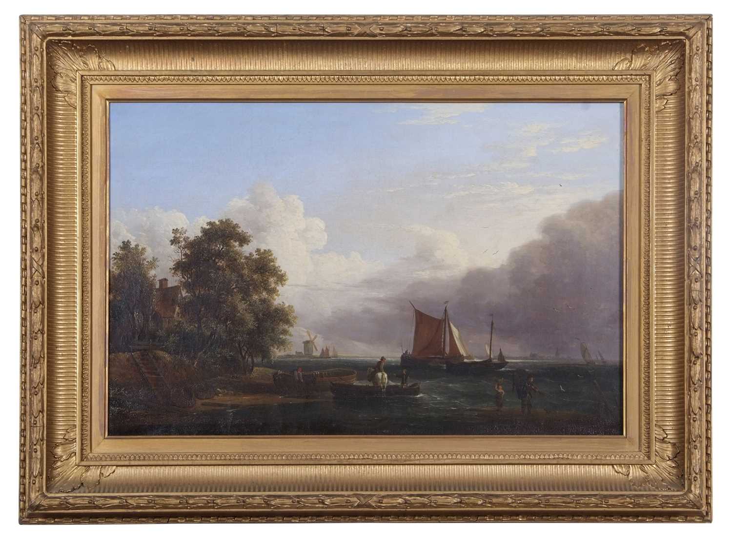 Attributed to George Vincent (British,1796-1831), Pair of oils on canvas depicting fisherfolk on the - Image 2 of 2