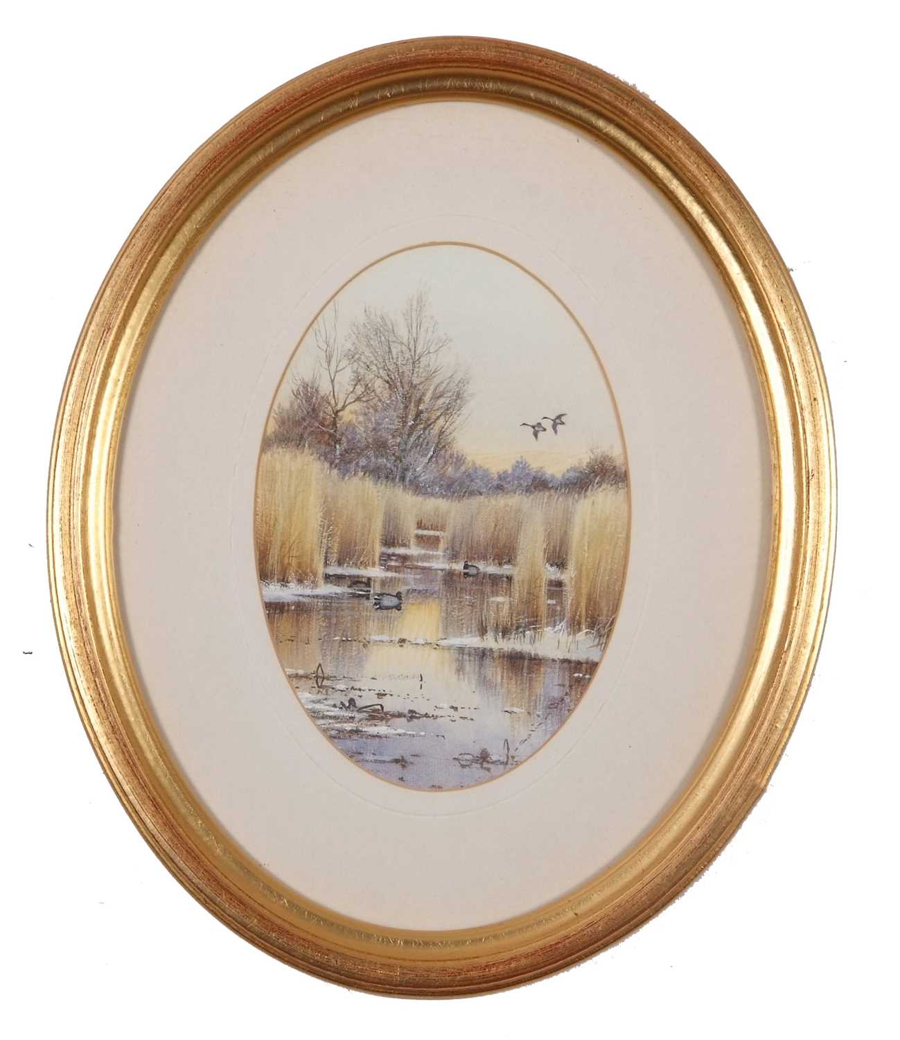 Colin Burns (British, b.1944), "Strumpshaw", watercolour in oval, signed,11x15cm, framed. - Image 2 of 3