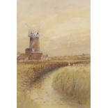 John Tuck (British, 20th century), Cley Mill, watercolour, signed, framed and glazed.