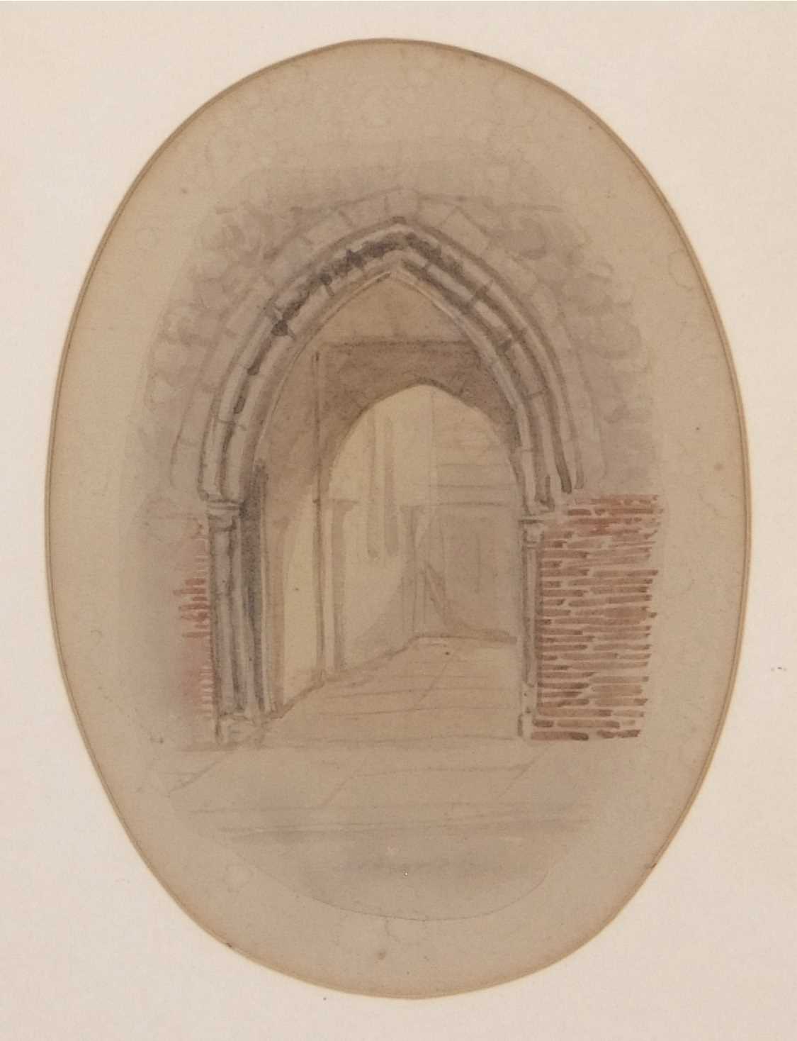 Charles Harmony Harrison (British,1842-1902), Greyfriars, Norwich, four watercolours in oval,11. - Image 4 of 11