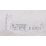 Attributed to John Sell Cotman (1782-1842), 'Dunwich Church', pencil and wash, inscribed 'Dunwich