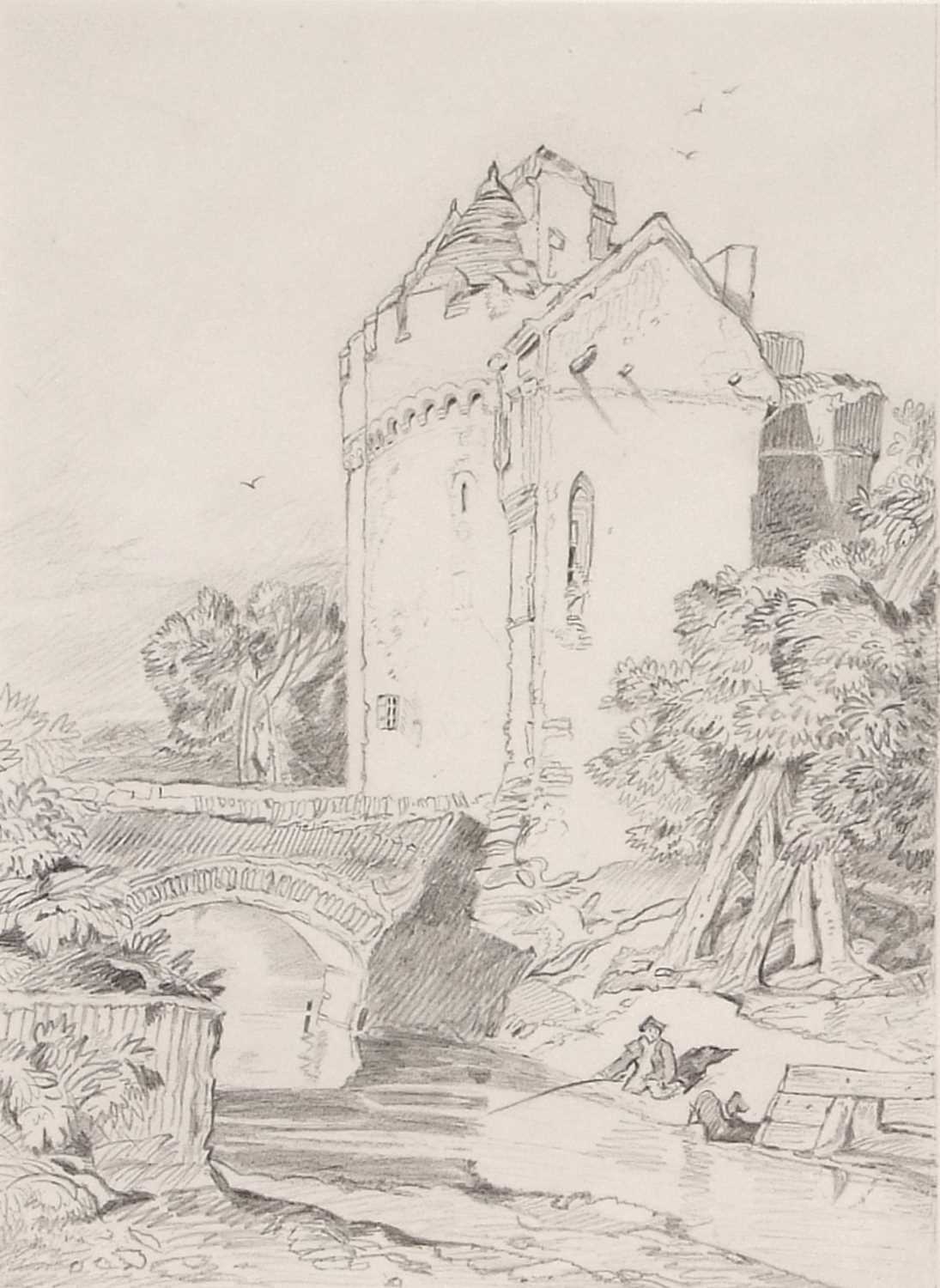 After John Sell Cotman (British,1782-1842), 'Tamer[ville], bridge and canal', pencil on paper,