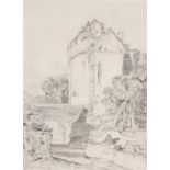 After John Sell Cotman (British,1782-1842), 'Tamer[ville], bridge and canal', pencil on paper,