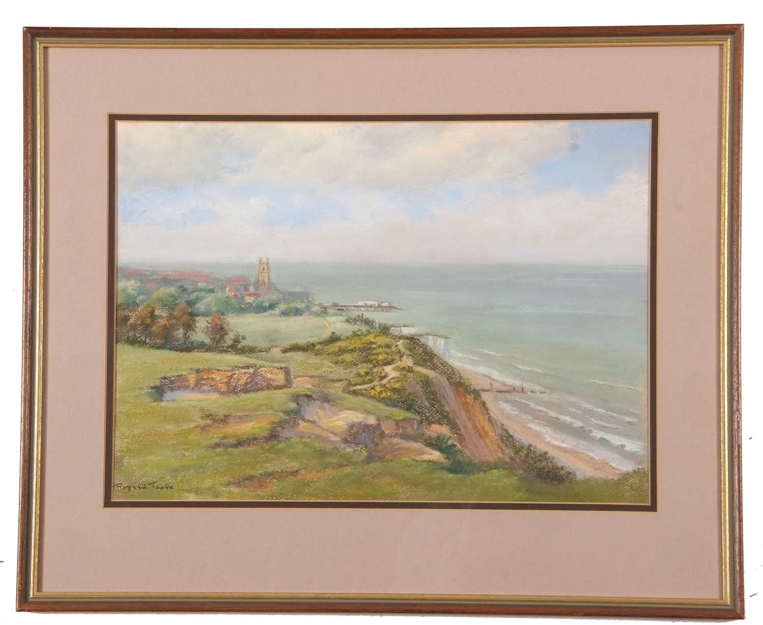Ronald Teale (British,20th century) Cromer along the clifftops, pastel, signed, 30x42cm, framed - Image 2 of 3