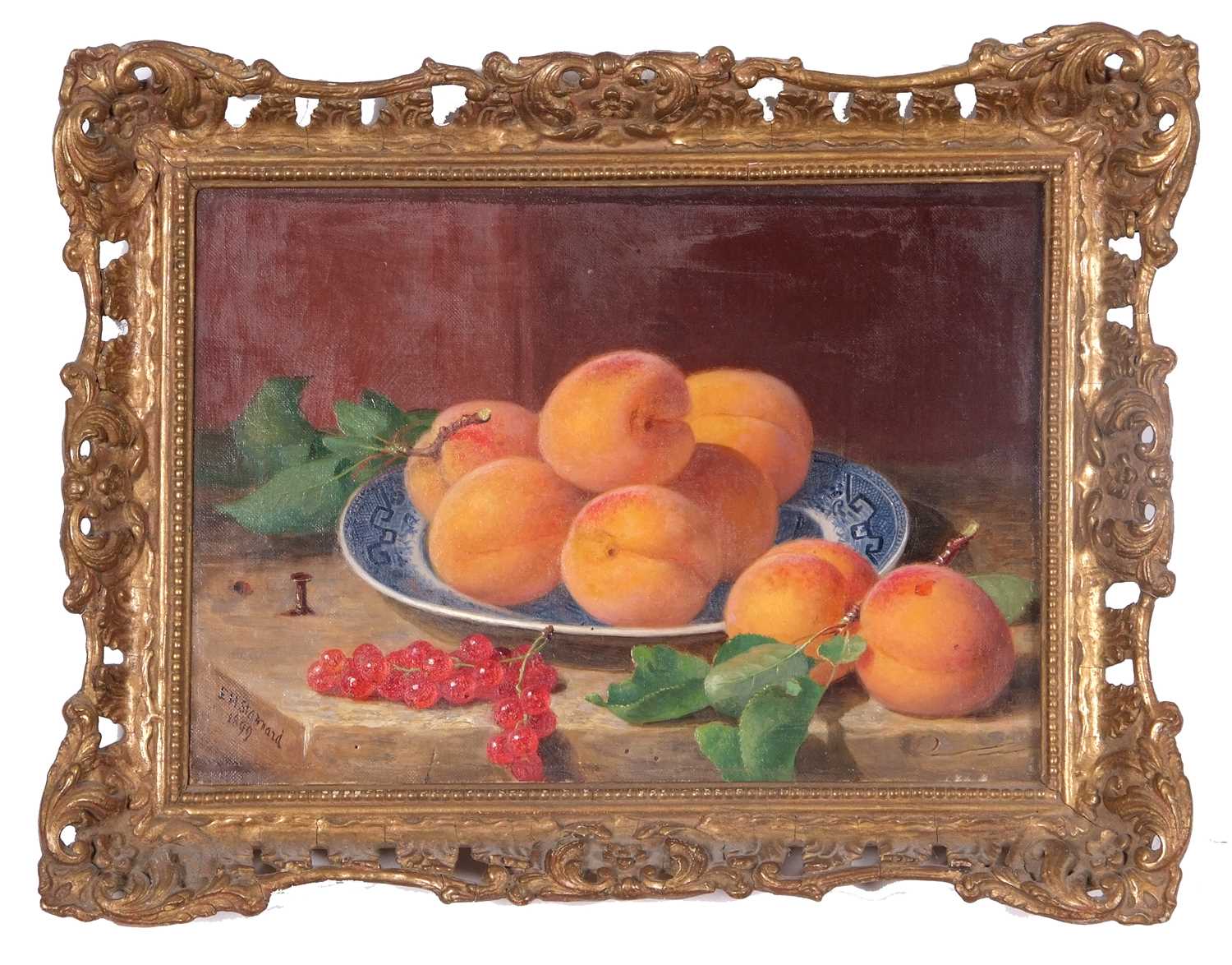 Eloise Harriet Stannard (1829-1915) Pair of still life studies of peaches and red currants on willow - Image 9 of 11