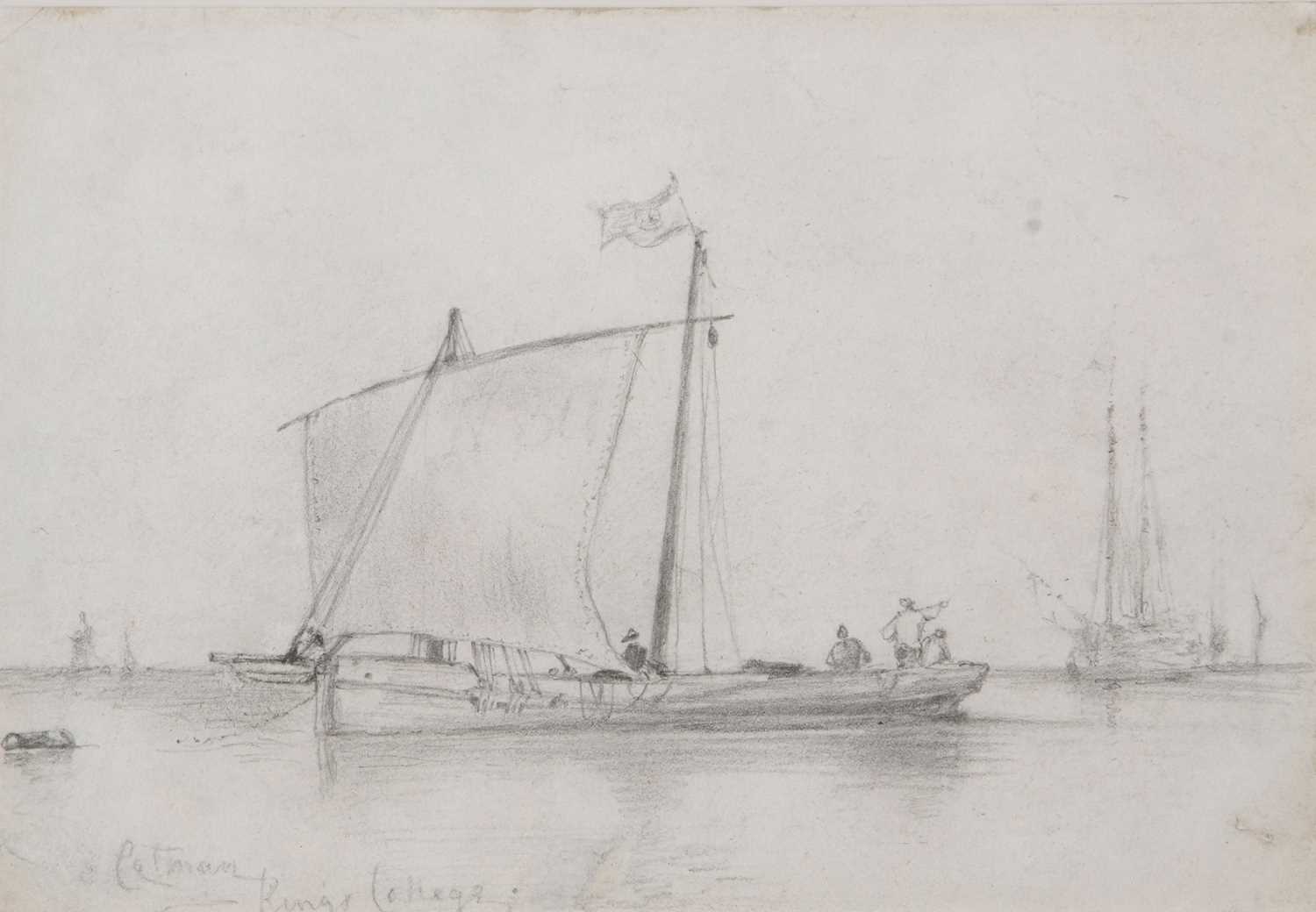 School of John Sell Cotman (British, 1782-1842), 'Study of Shipping Becalmed', pencil on paper, - Image 2 of 2