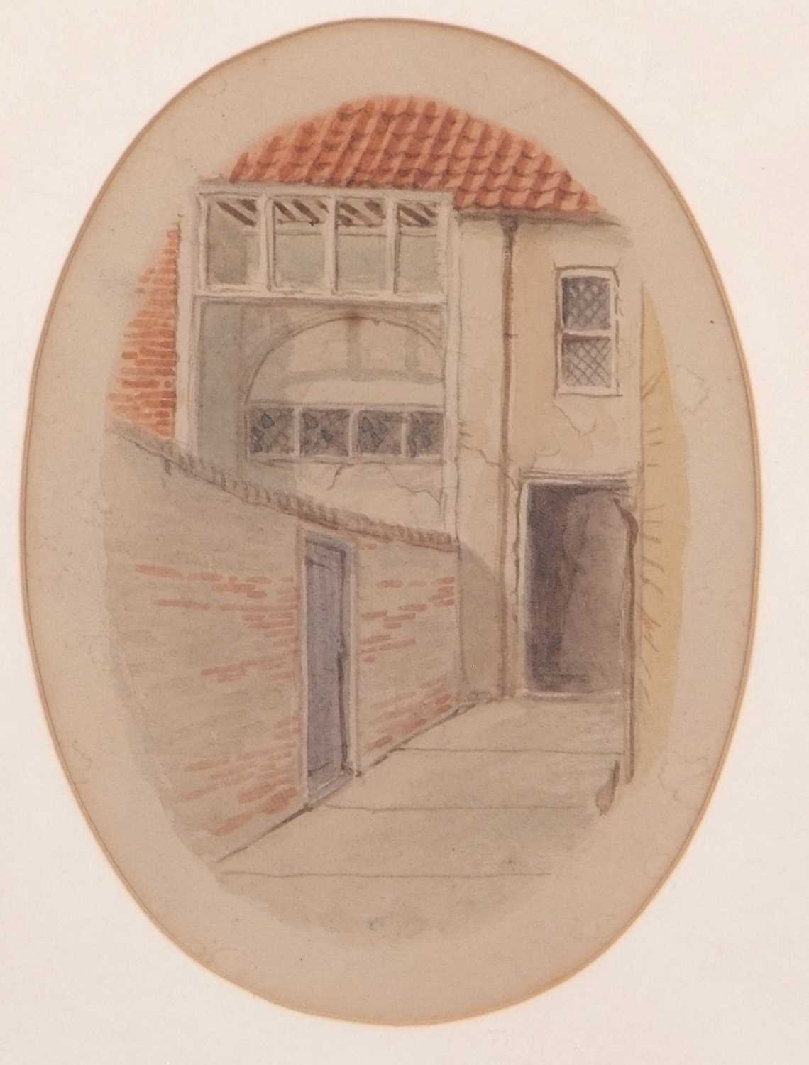 Charles Harmony Harrison (British,1842-1902), Greyfriars, Norwich, four watercolours in oval,11. - Image 10 of 11