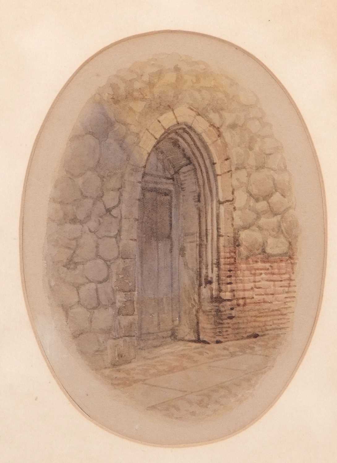 Charles Harmony Harrison (British,1842-1902), Greyfriars, Norwich, four watercolours in oval,11. - Image 6 of 11