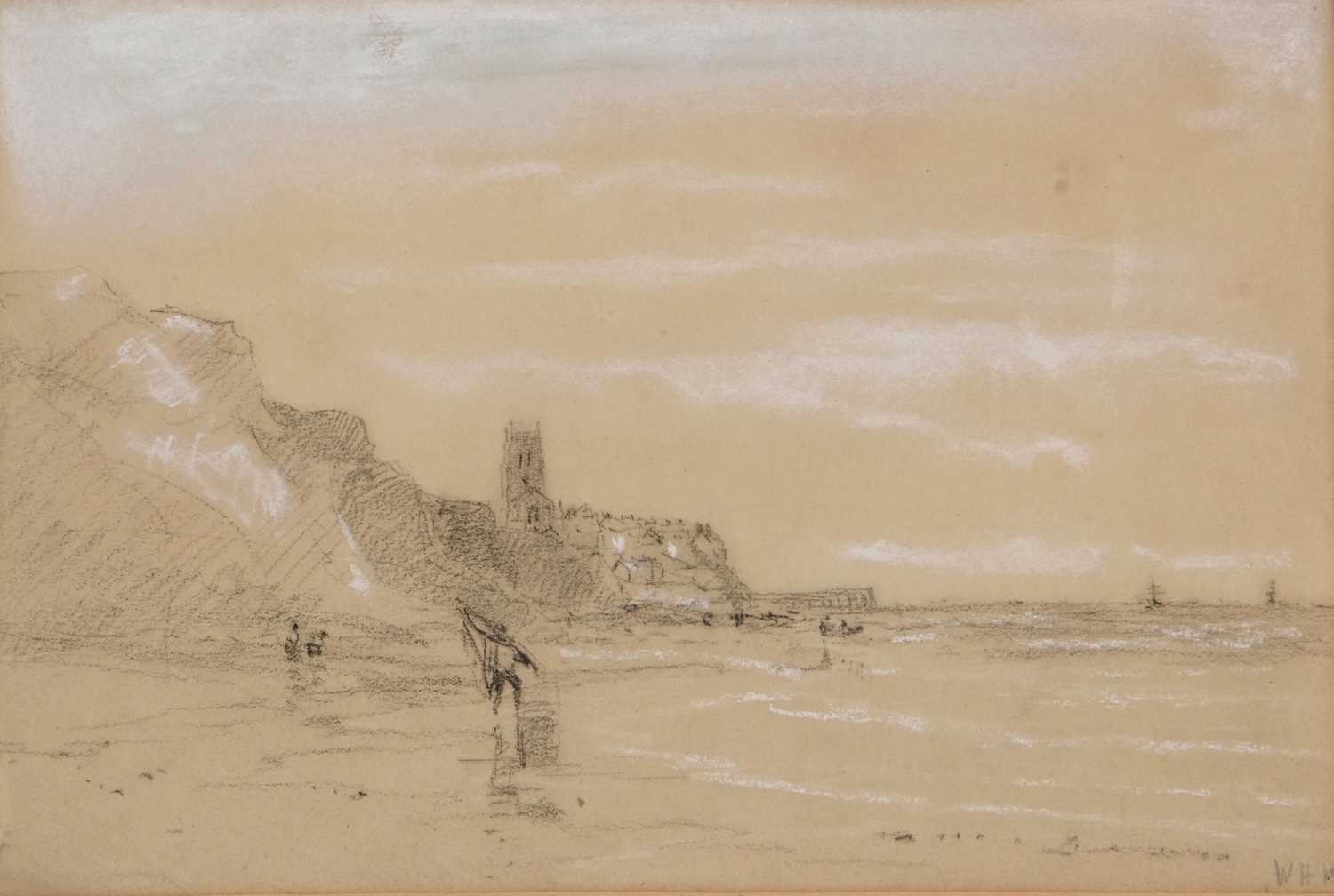 William Howes Hunt (British,1806-1879), Cromer, label on backboard inscribed c1850, charcoal - Image 2 of 2