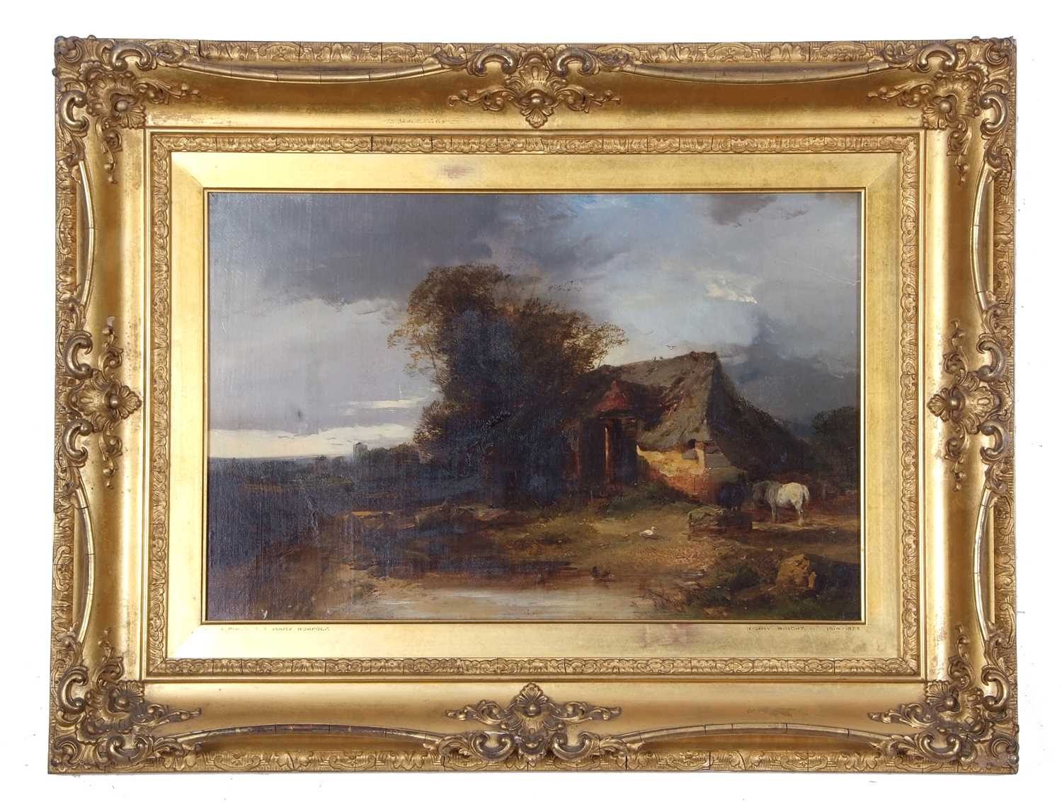 Henry Bright (1810-1873), 'Near Pulham St Mary, Norfolk', oil on canvas, unsigned, 29x45cm, framed