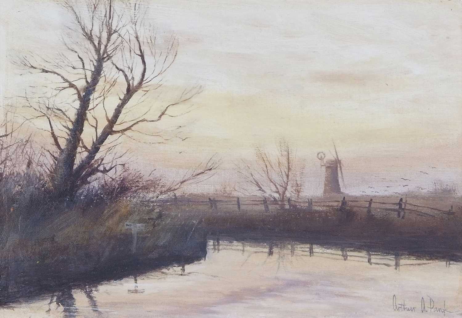 Arthur A. Pank (British,1918-1999), A trio of Norfolk Broads scenes, oil on board., signed, - Image 3 of 3