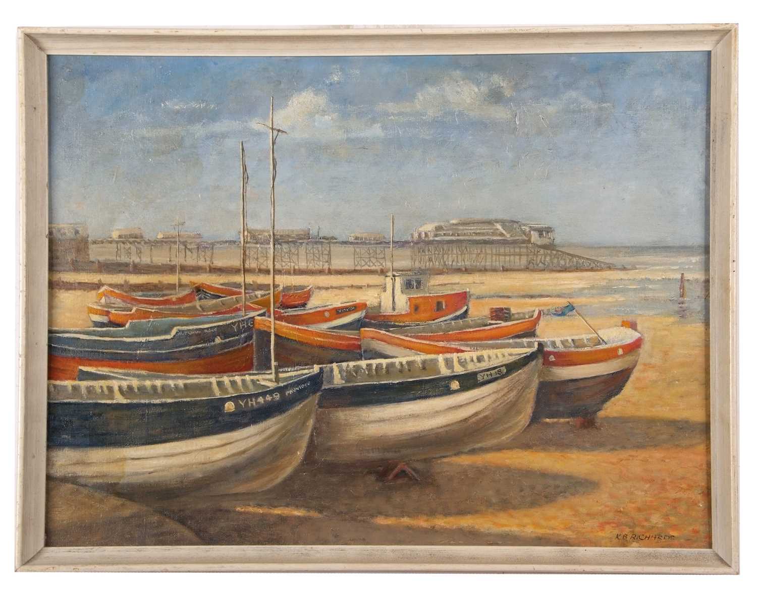 K.B. Richards (British, contemporary) "Cromer Boats", oil on board, signed and dated 1976, - Image 2 of 2