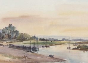 Ronald Crampton (British, 20th century), "Evening Overy Staithe", watercolour, dated 1971, signed,